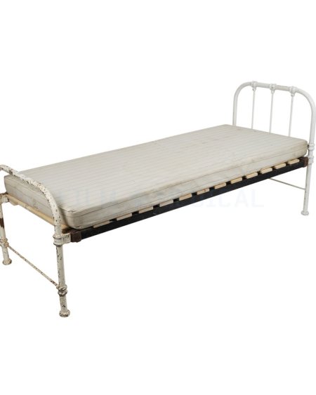 Cream Rusted Bed  Rail Headboard With Mattress